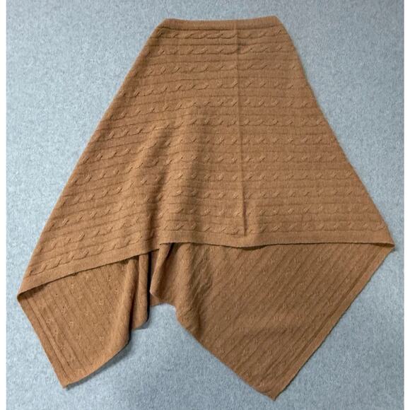 Claudia Nichole 100% Cashmere Cable Knit Poncho Wrap Topper Camel Tan One Size - Picture 6 of 7